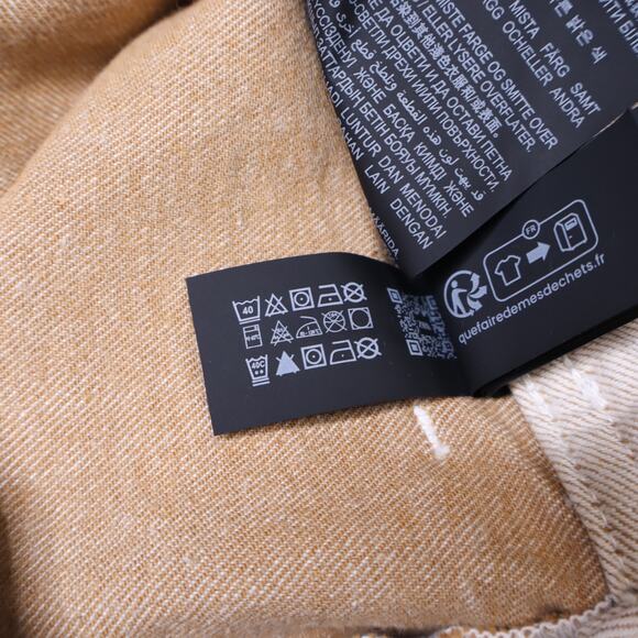 ZARA The Marine Straight Wide Leg Jean Beige High Rise Frayed Hem Women's 4 - Picture 11 of 11